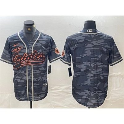 Men Baltimore Orioles Blank Gray Camo Cool Base Stitched Jersey