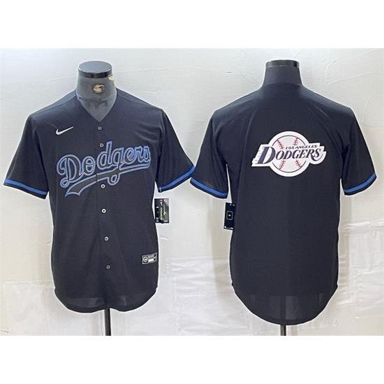 Men Los Angeles Dodgers Team Big Logo Black Cool Base Stitched Baseball Jersey 3