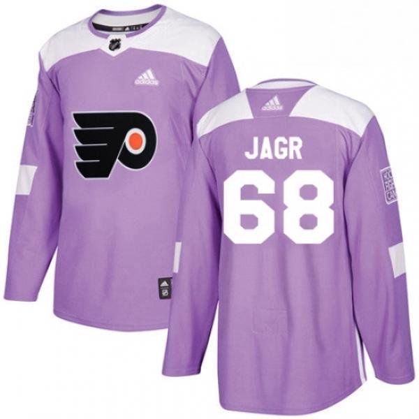 Mens Adidas Philadelphia Flyers 68 Jaromir Jagr Authentic Purple Fights Cancer Practice NHL Jersey