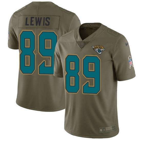 Nike Jaguars #89 Marcedes Lewis Olive Mens Stitched NFL Limited 2017 Salute to Service Jersey