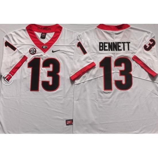 Men #13 Stetson Bennett Georgia Bulldogs College Football Jerseys Sale-white