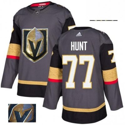 Mens Adidas Vegas Golden Knights 77 Brad Hunt Authentic Gray Fashion Gold NHL Jersey