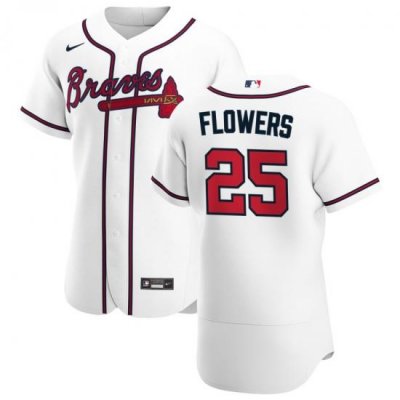 Men Atlanta Braves 25 Tyler FloWers Men Nike White Home 2020 Flex Base Player MLB Jersey