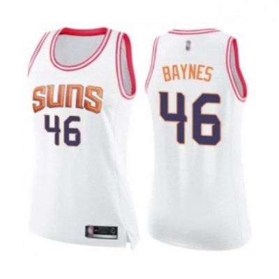 Womens Phoenix Suns 46 Aron Baynes Swingman White Pink Fashion Basketball Jerse