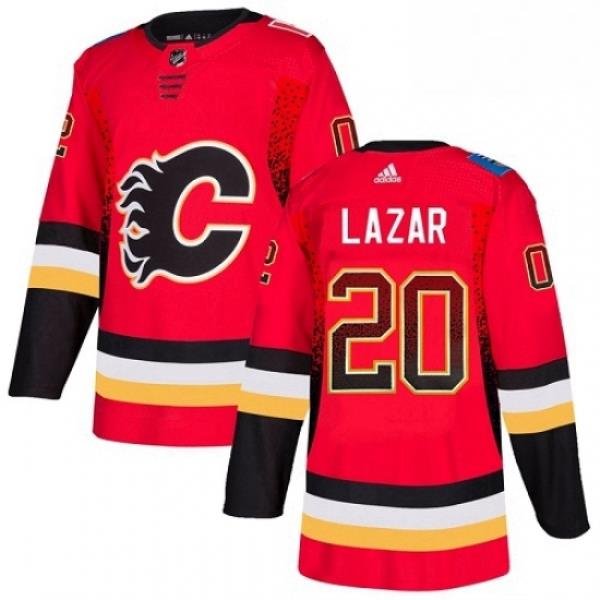 Mens Adidas Calgary Flames 20 Curtis Lazar Authentic Red Drift Fashion NHL Jersey