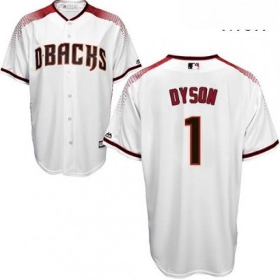 Mens Majestic Arizona Diamondbacks 1 Jarrod Dyson Authentic White Home Cool Base MLB Jersey