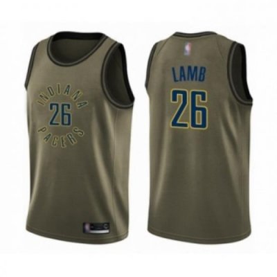 Mens Indiana Pacers 26 Jeremy Lamb Swingman Green Salute to Service Basketball Jersey