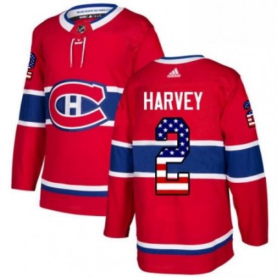 Mens Adidas Montreal Canadiens 2 Doug Harvey Authentic Red USA Flag Fashion NHL Jersey