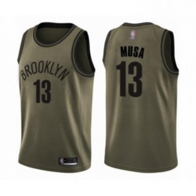 Mens Brooklyn Nets 13 Dzanan Musa Swingman Green Salute to Service Basketball Jersey