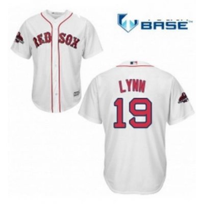 Youth Majestic Boston Red Sox 19 Fred Lynn Authentic White Home Cool Base 2018 World Series Champions MLB Jersey