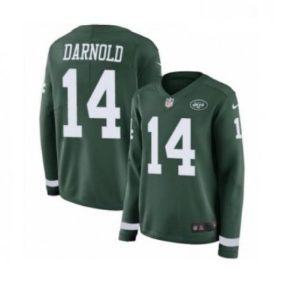 Womens Nike New York Jets 14 Sam Darnold Limited Green Therma Long Sleeve NFL Jersey