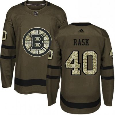 Mens Adidas Boston Bruins 40 Tuukka Rask Authentic Green Salute to Service NHL Jersey