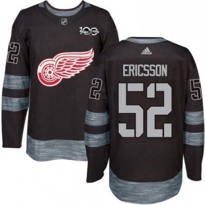 Mens Adidas Detroit Red Wings 52 Jonathan Ericsson Premier Black 1917 2017 100th Anniversary NHL Jersey