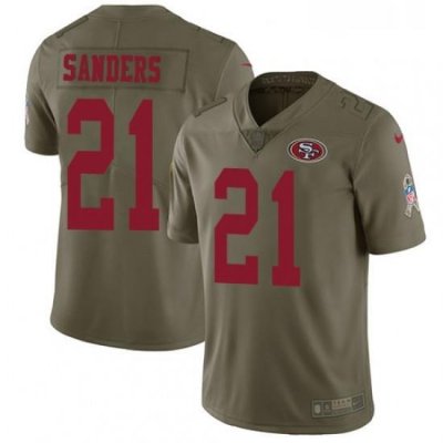 Youth Nike San Francisco 49ers 21 Deion Sanders Limited Olive 2017 Salute to Service NFL Jersey