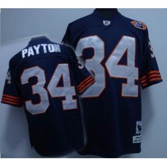 Chicago Bears 34 Walter Payton Premier Team blue Color big number mitchellandness Jersey