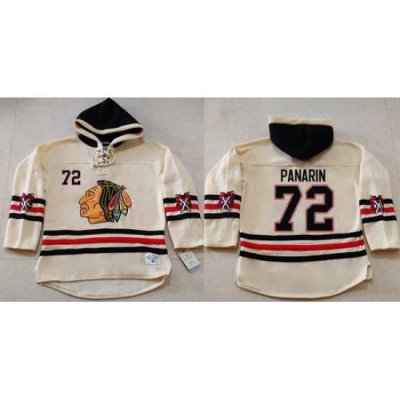 Men Chicago Blackhawks 72 Artemi Panarin Cream Heavyweight Pullover Hoodie Stitched NHL Jersey