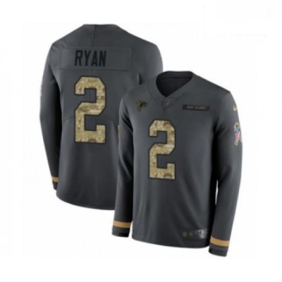 Men Nike Atlanta Falcons 2 Matt Ryan Limited Black Salute to Service Therma Long Sleeve NFL Jersey