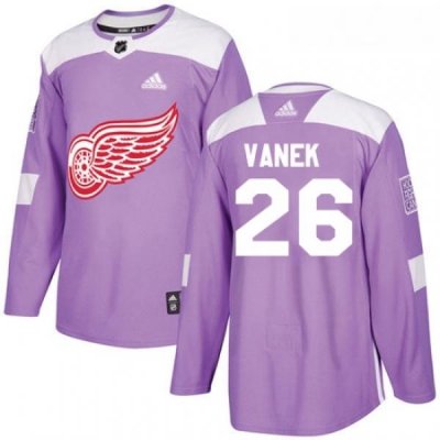 Youth Adidas Detroit Red Wings 26 Thomas Vanek Authentic Purple Fights Cancer Practice NHL Jersey