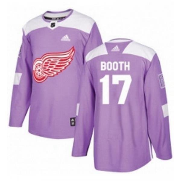 Youth Adidas Detroit Red Wings 17 David Booth Authentic Purple Fights Cancer Practice NHL Jersey