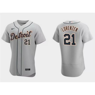 Men Detroit Tigers 21 Michael Lorenzen Grey Flex Base Stitched Jersey