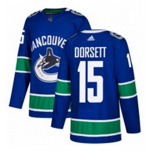 Youth Adidas Vancouver Canucks 15 Derek Dorsett Premier Blue Home NHL Jersey