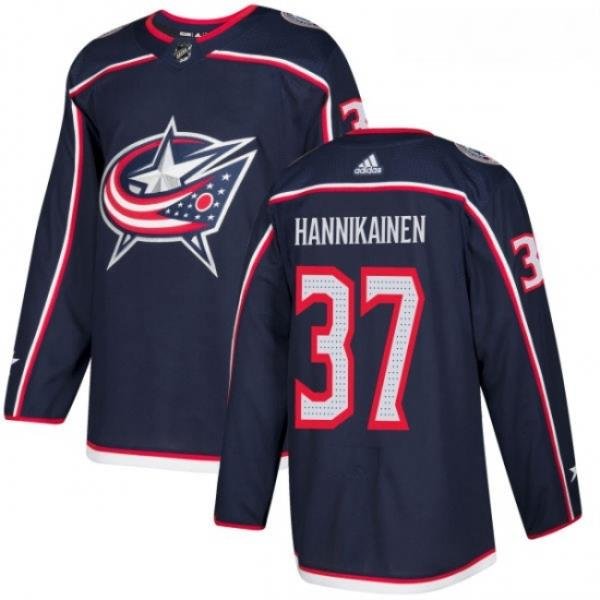 Youth Adidas Columbus Blue Jackets 37 Markus Hannikainen Authentic Navy Blue Home NHL Jersey