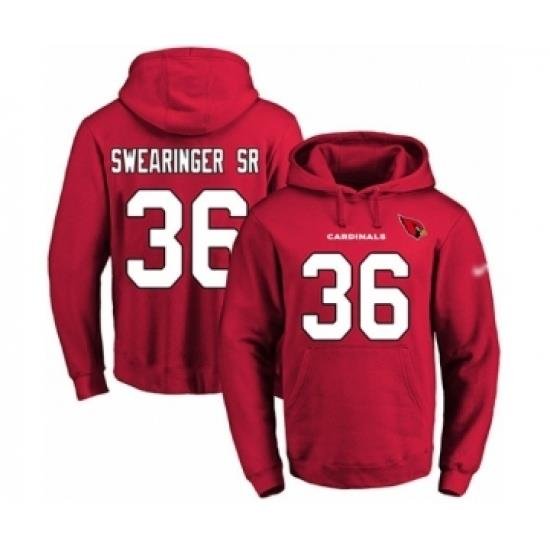 Football Mens Arizona Cardinals 36 DJ Swearinger SR Red Name Number Pullover Hoodie