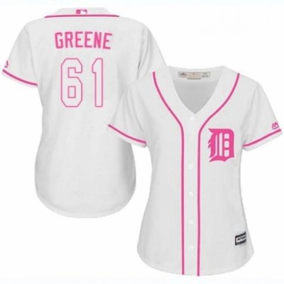 Womens Majestic Detroit Tigers 61 Shane Greene Replica White Fashion Cool Base MLB Jersey