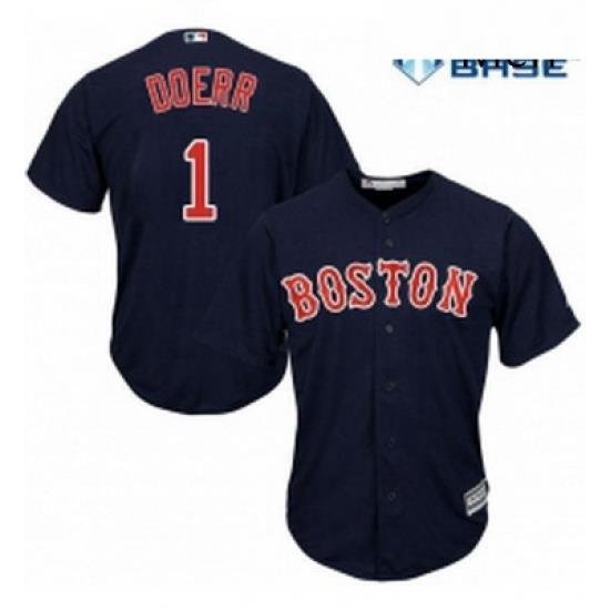 Mens Majestic Boston Red Sox 1 Bobby Doerr Replica Navy Blue Alternate Road Cool Base MLB Jersey