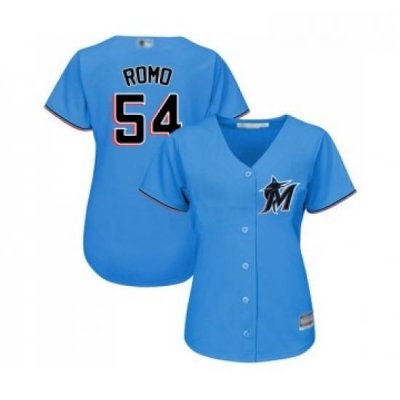 Womens Miami Marlins 54 Sergio Romo Replica Blue Alternate 1 Cool Base Baseball Jersey