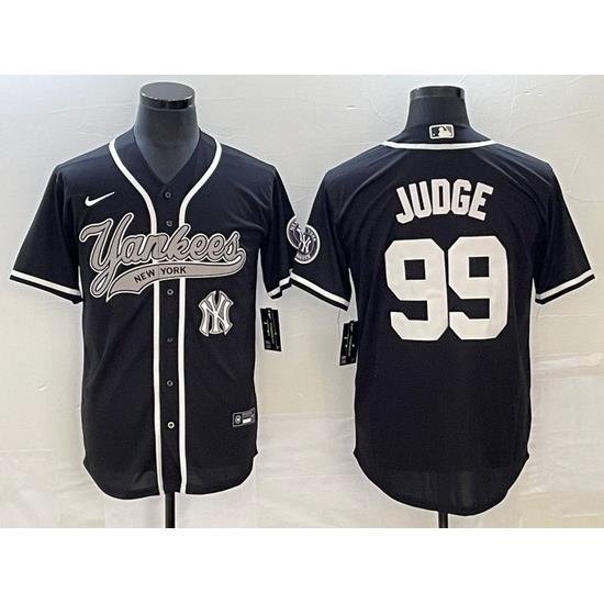 Men NeW York Yankees 99 Aaron Judge Black With Patch Cool Base Stitched Baseball Jersey