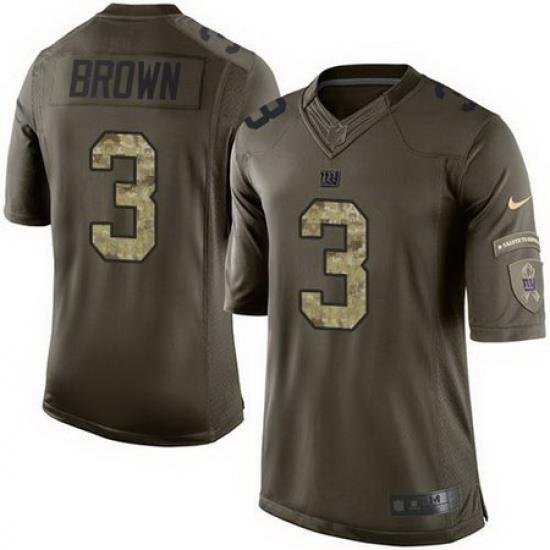 Nike Giants #3 Josh BroWn Green Mens Stitched NFL Limited Salute to Service Jersey