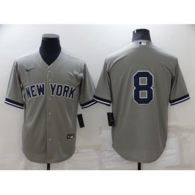 Men NeW York Yankees 8 Yogi Berr Grey Cool Base Stitched Baseball Jerse