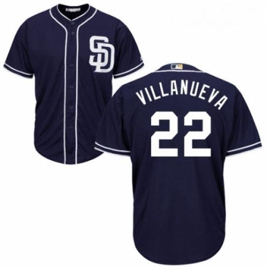 Youth Majestic San Diego Padres 22 Christian Villanueva Replica Navy Blue Alternate 1 Cool Base MLB Jersey