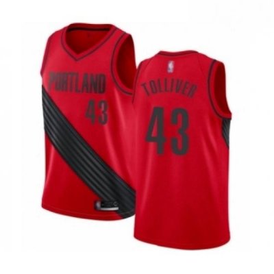 Mens Portland Trail Blazers 43 Anthony Tolliver Swingman Red Basketball Jersey Statement Edition