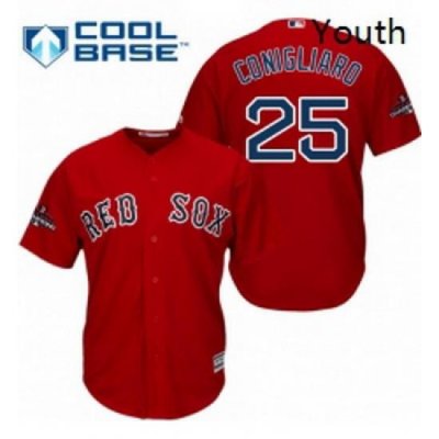 Youth Majestic Boston Red Sox 25 Tony Conigliaro Authentic Red Alternate Home Cool Base 2018 World Series Champions MLB Jersey