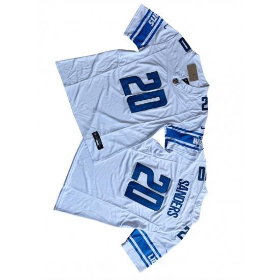 Men Detroit Lions 20 Barry Sanders White 2023 F U S E  Vapor Untouchable Limited Stitched Jersey