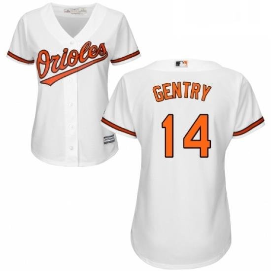 Womens Majestic Baltimore Orioles 14 Craig Gentry Authentic White Home Cool Base MLB Jersey