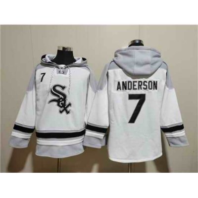 Men Chicago White Sox 7 Tim Anderson White Ageless Must Have Lace Up Pullover Hoodie