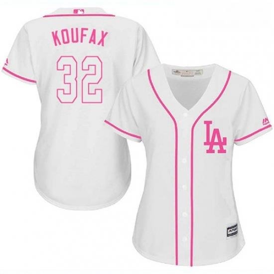 Womens Majestic Los Angeles Dodgers 32 Sandy Koufax Replica White Fashion Cool Base MLB Jersey