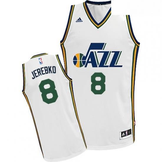 Youth Adidas Utah Jazz 8 Jonas Jerebko Swingman White Home NBA Jersey