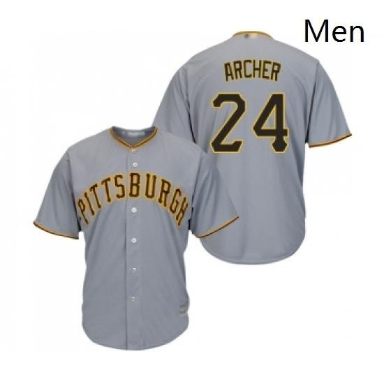 Mens Pittsburgh Pirates 24 Chris Archer Replica Grey Road Cool Base Baseball Jersey