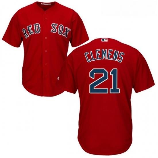 Youth Majestic Boston Red Sox 21 Roger Clemens Replica Red Alternate Home Cool Base MLB Jersey