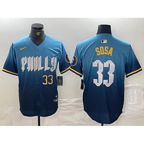 Men Philadelphia Phillies 33 Edmundo Sosa Blue 2024 City Connect Limited Stitched Jersey 3