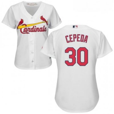 Womens Majestic St Louis Cardinals 30 Orlando Cepeda Authentic White Home Cool Base MLB Jersey