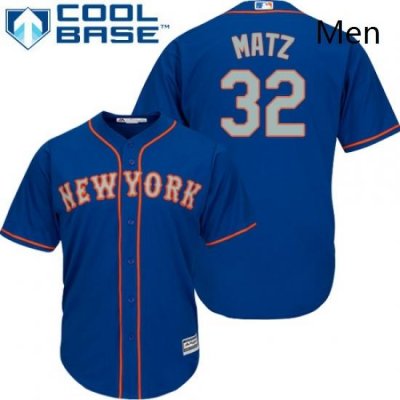 Mens Majestic NeW York Mets 32 Steven Matz Replica Royal Blue Alternate Road Cool Base MLB Jersey