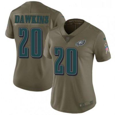 Womens Nike Philadelphia Eagles 20 Brian Dawkins Limited Olive 2017 Salute to Service NFL Jersey