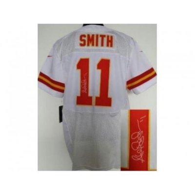 Nike Kansas City Chiefs 11 Alex Smith White Elite Signed NFL Jersey