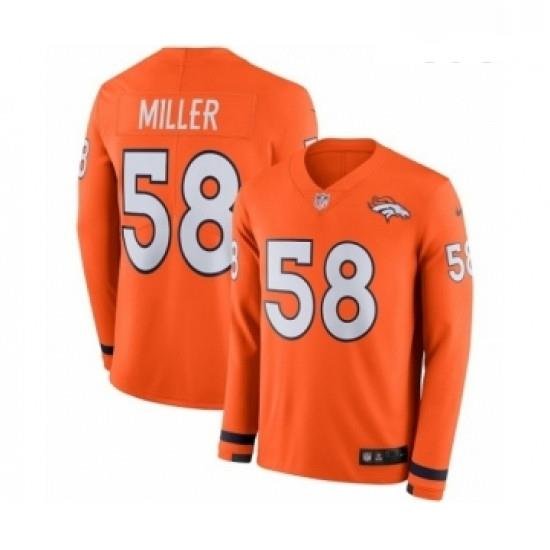 Youth Nike Denver Broncos 58 Von Miller Limited Orange Therma Long Sleeve NFL Jersey