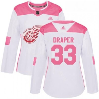 Womens Adidas Detroit Red Wings 33 Kris Draper Authentic WhitePink Fashion NHL Jersey